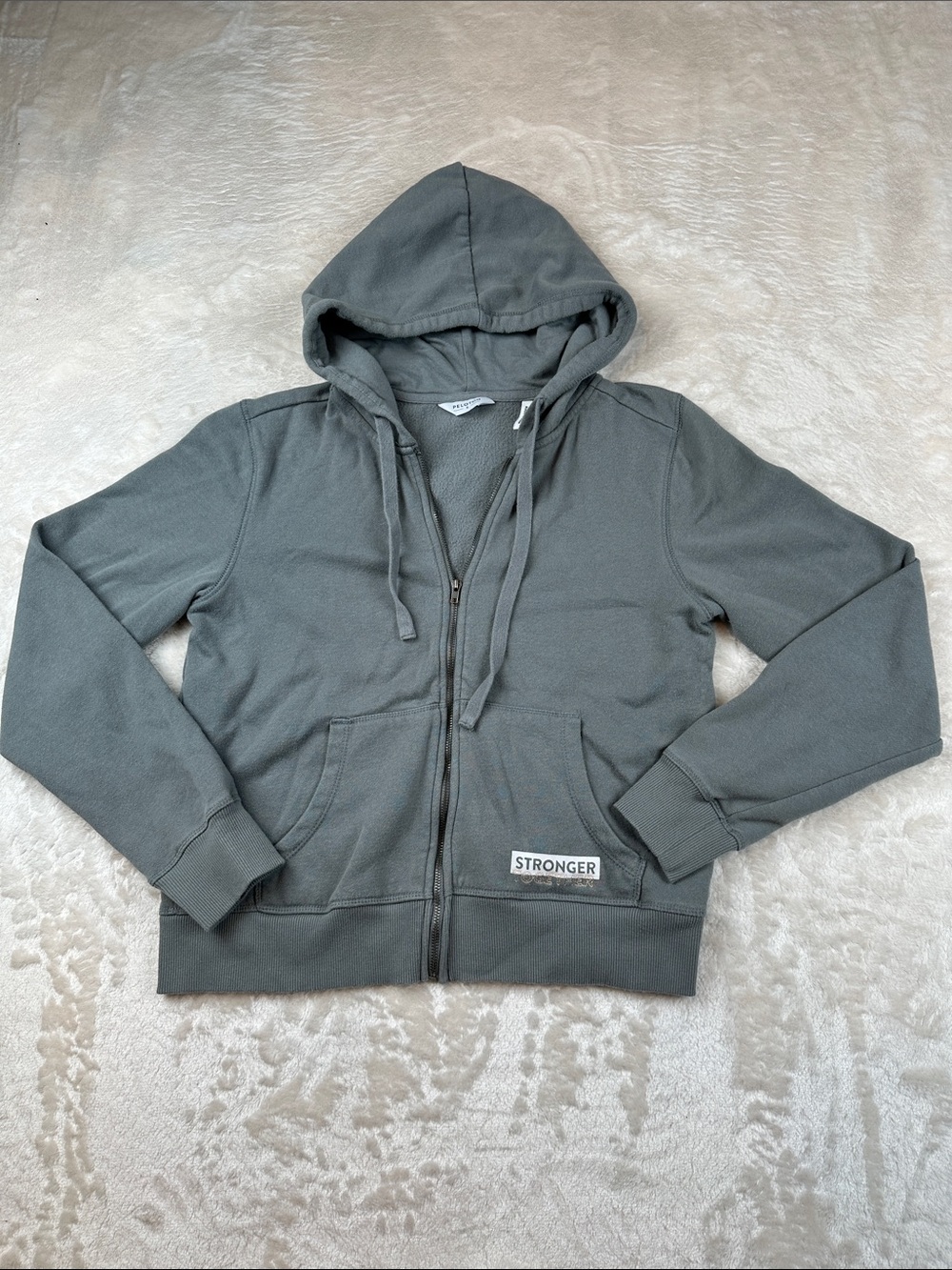 Peloton Size S Gray Zip-Up Hooded Varsity Jacket | Casual | Comfort